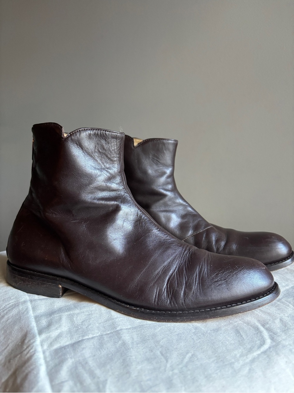Vintage Calvin Klein Collection Leather Ankle Boots Brown Made Italy EU41 M8 W10